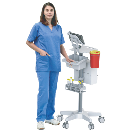 PEG-5WRS-BLOOD-CART-01-Phlebotomy-Roll-Stand-with-personnel